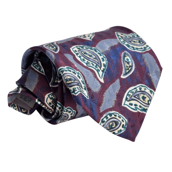 Robert Talbott Other - Robert Talbott Nordstrom Burgundy Teal Paisley USA Hand Sewn Vintage Silk Tie